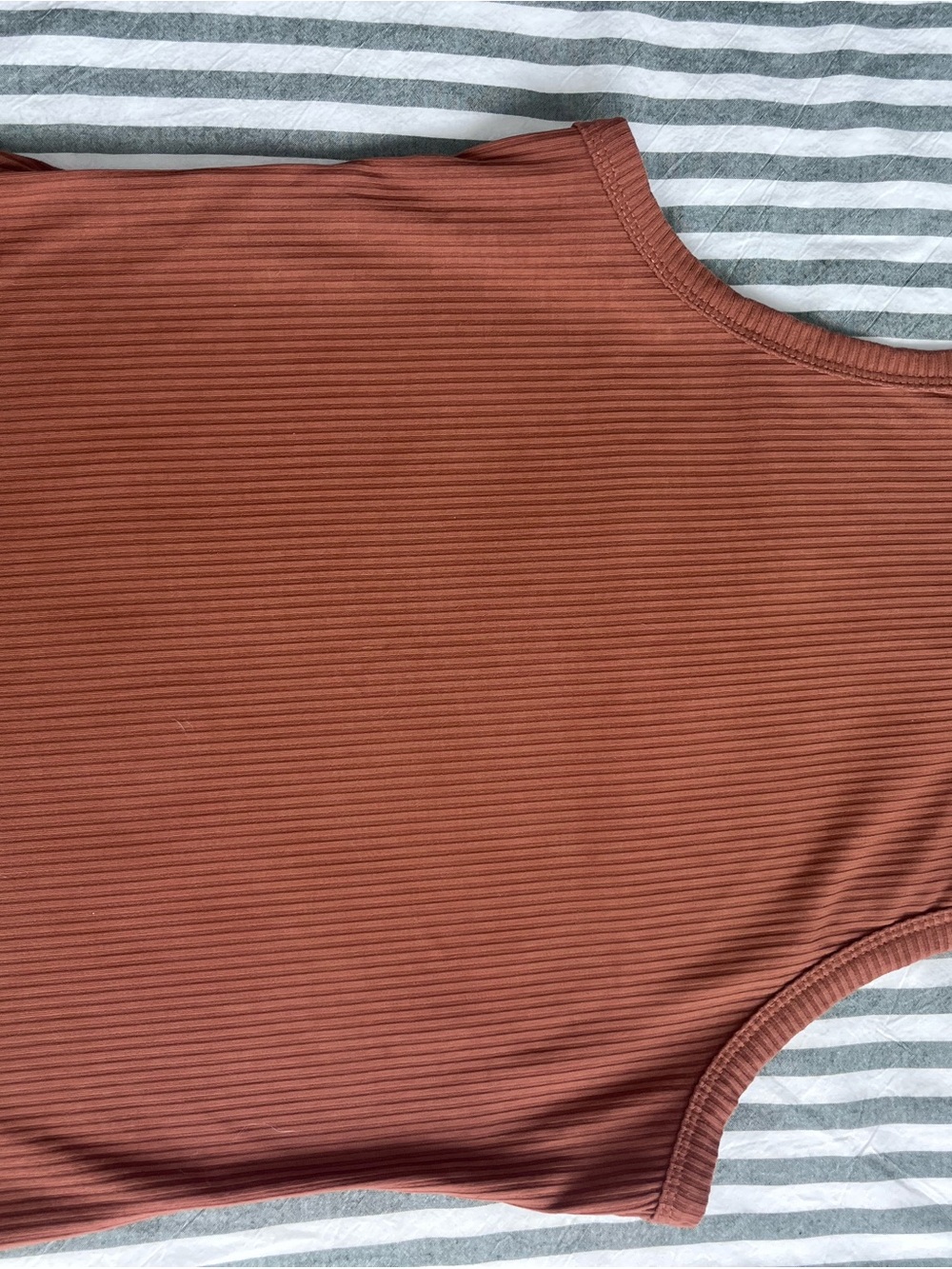 Rhythm. Ribbed Tank Top in Rust Brown - Picture 3 of 3